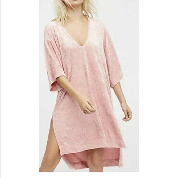 Free People Tops - Free People We the Free Pink Velvet Luxe Tunic S